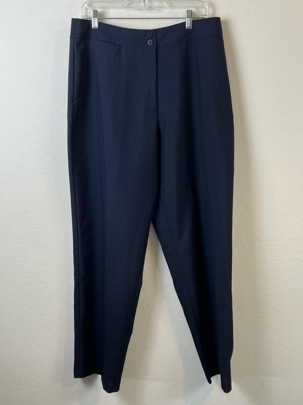 TravelSmith Navy Wool Blend Classic Travel Office Straight Leg High Waist Pant